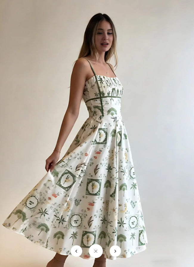 Floral Print A-Line Slip Midi Dress