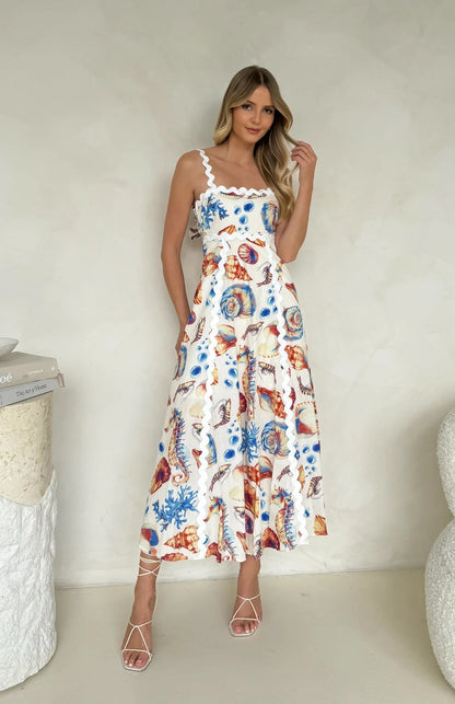Floral Breeze Spaghetti Strap Midi Dress