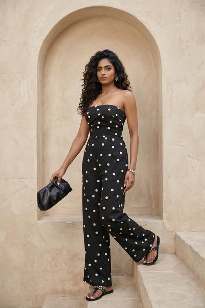 Polka Dot Strapless Jumpsuit