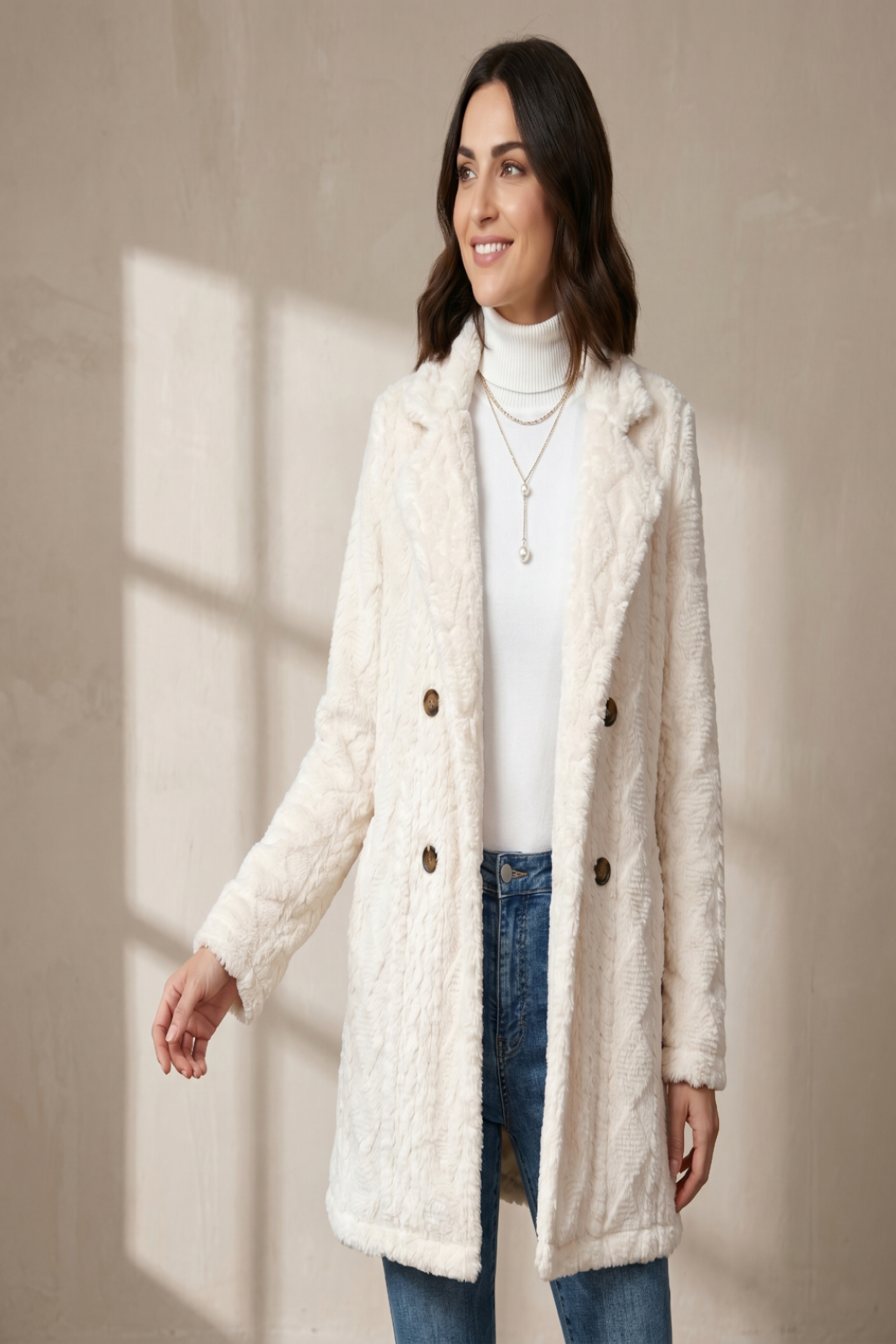 Fleece Double-Breasted Overcoat