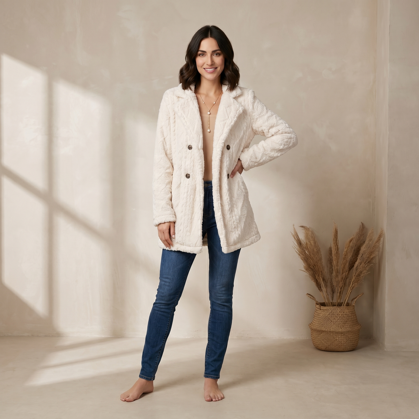Fleece Double-Breasted Overcoat