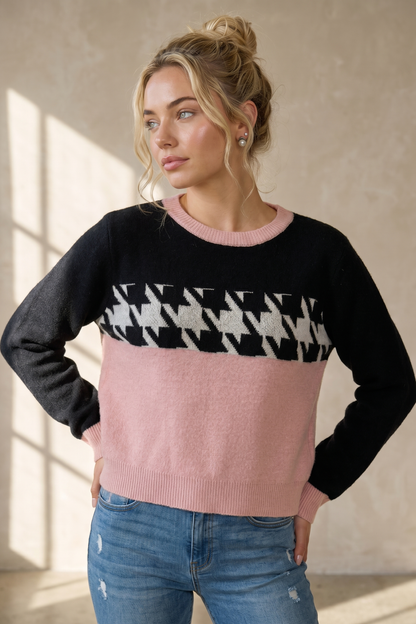 Block Houndstooth Sweater